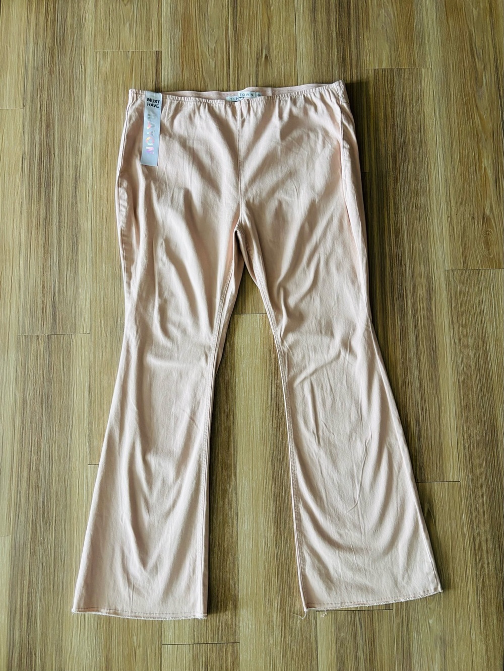 Tinseltown Pants High Rise Pull-On Flare Light Pink Size 20W NWT Boho Casual 70s